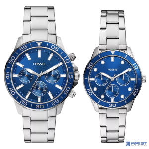 Traditional Fossil Blue Couple watch set