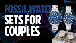 Traditional Fossil Blue Couple watch set